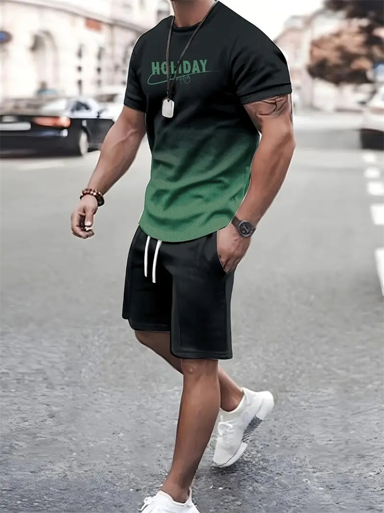 2025 nouveaux vêtements de sport pour hommes d'été, vêtements de mode amples pour hommes, shorts T-shirt imprimés en 3D, ensemble de vêtements simples pour hommes, li
