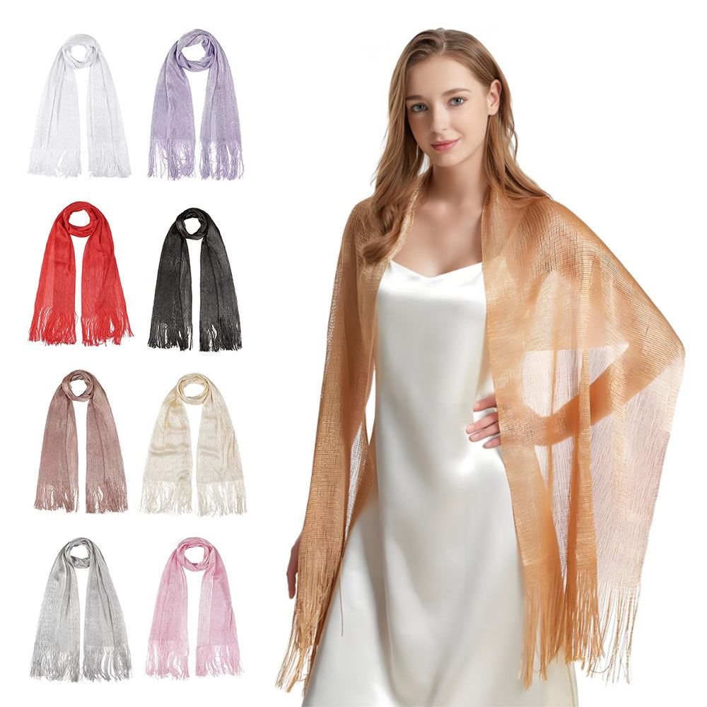 Écharpe en soie fine et brillante à franges en dentelle, style éventail ajouré, cache-cou tendance pour le printemps, l'été et l'automne, Hijab