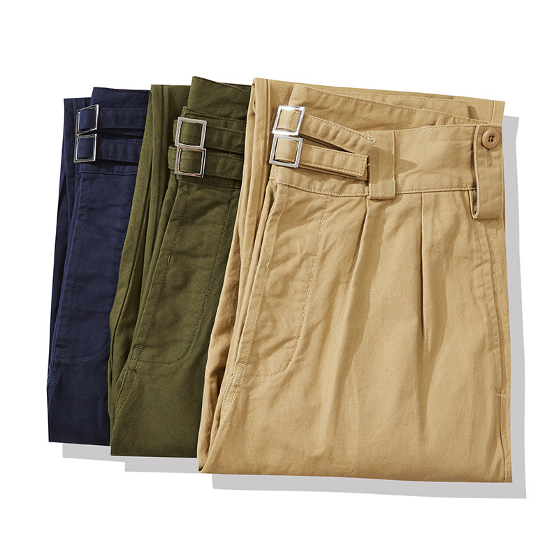 Okonkwo Bermuda d'inspiration militaire Pantalon Gurkha décontracté plissé à double boucle pour homme