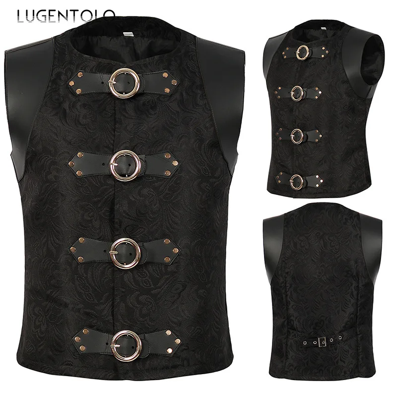 Gilet médiéval pour hommes, costume de chevalier des Templiers pour Halloween, tunique rétro décontractée, panneaux, veste pour fêtes, événements et spectacles.