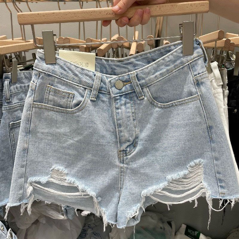 Jean Shorts 2025 nouveaux bas mode Shorts décontracté és femmes taille haute trou ample jambe large Shorts été pantalons Cortos De Mujer