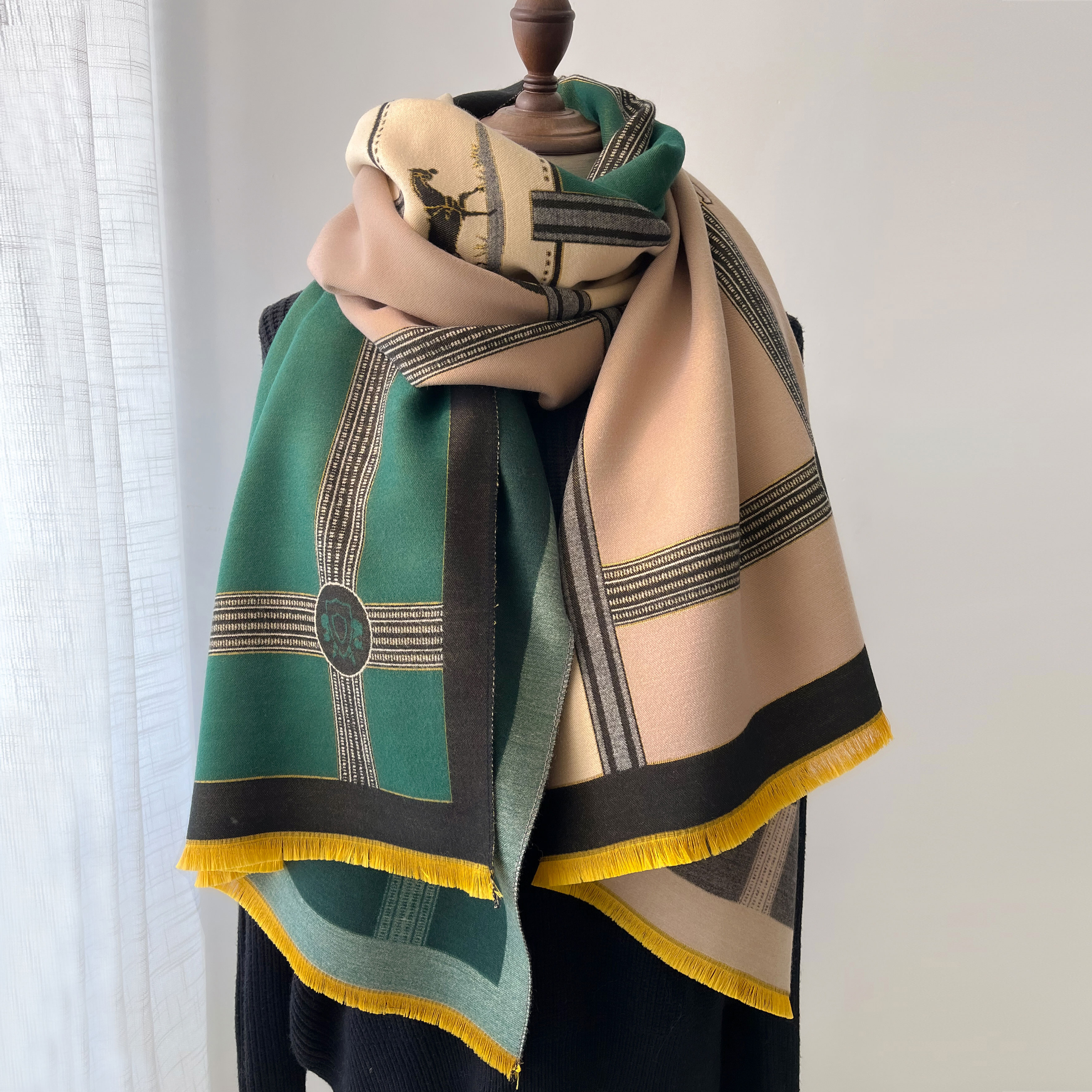 Écharpe en cachemire d'hiver pour femmes, imprimé de luxe, châle enveloppant, couverture épaisse et chaude, cadeau Pashmina