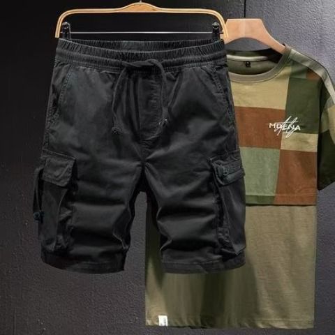 Mode 2026 Pantalon décontracté tendance pour jeunes, coupe ample, taille grande, short cargo d'été pour hommes