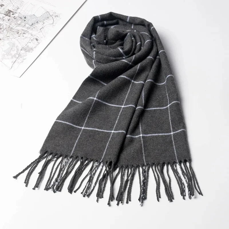 Écharpe en cachemire pour hommes, garde au chaud, décontractée, marque de styliste, Pashmina, pompon, châle d'affaires, nouvelle collection hiver 2024