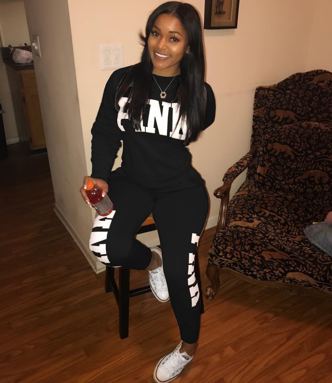 Ensemble de sport deux pièces moulant pour femme, imprimé lettres sexy, séchage rapide, vêtements de fitness confortables avec tableau des tailles