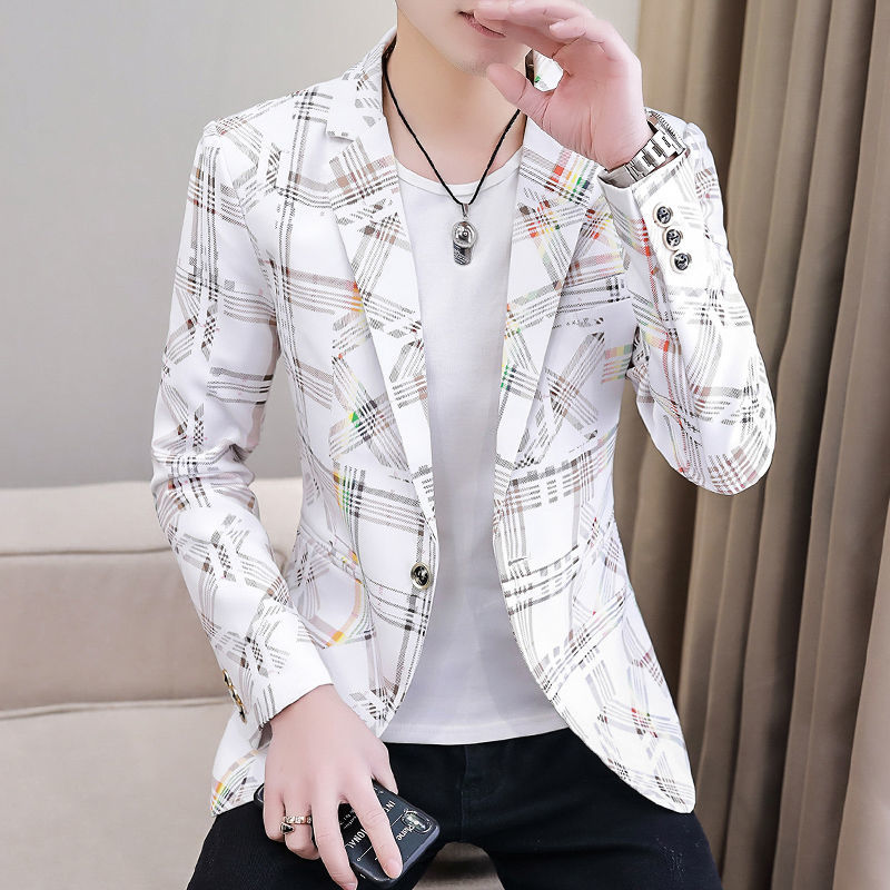 Veste blanche fine pour hommes, costumes et blazers classiques à carreaux, coupe cintrée, vêtements d'été, manteaux originaux élégants, nouveaux décontractés, 2025