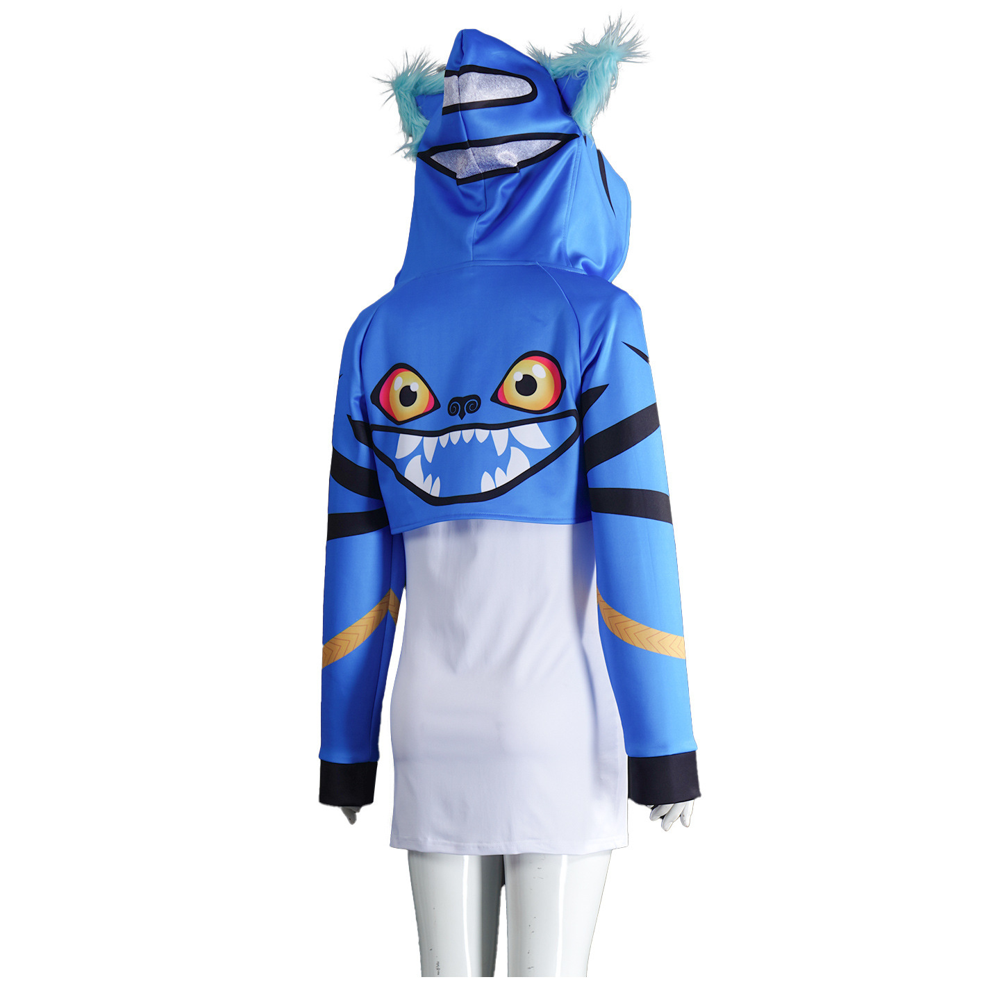 Costume de Cosplay pour femmes, sweat à capuche tigre bleu, tenue de Style idole, robe de personnage d'anime, spectacle sur scène, fête, événement