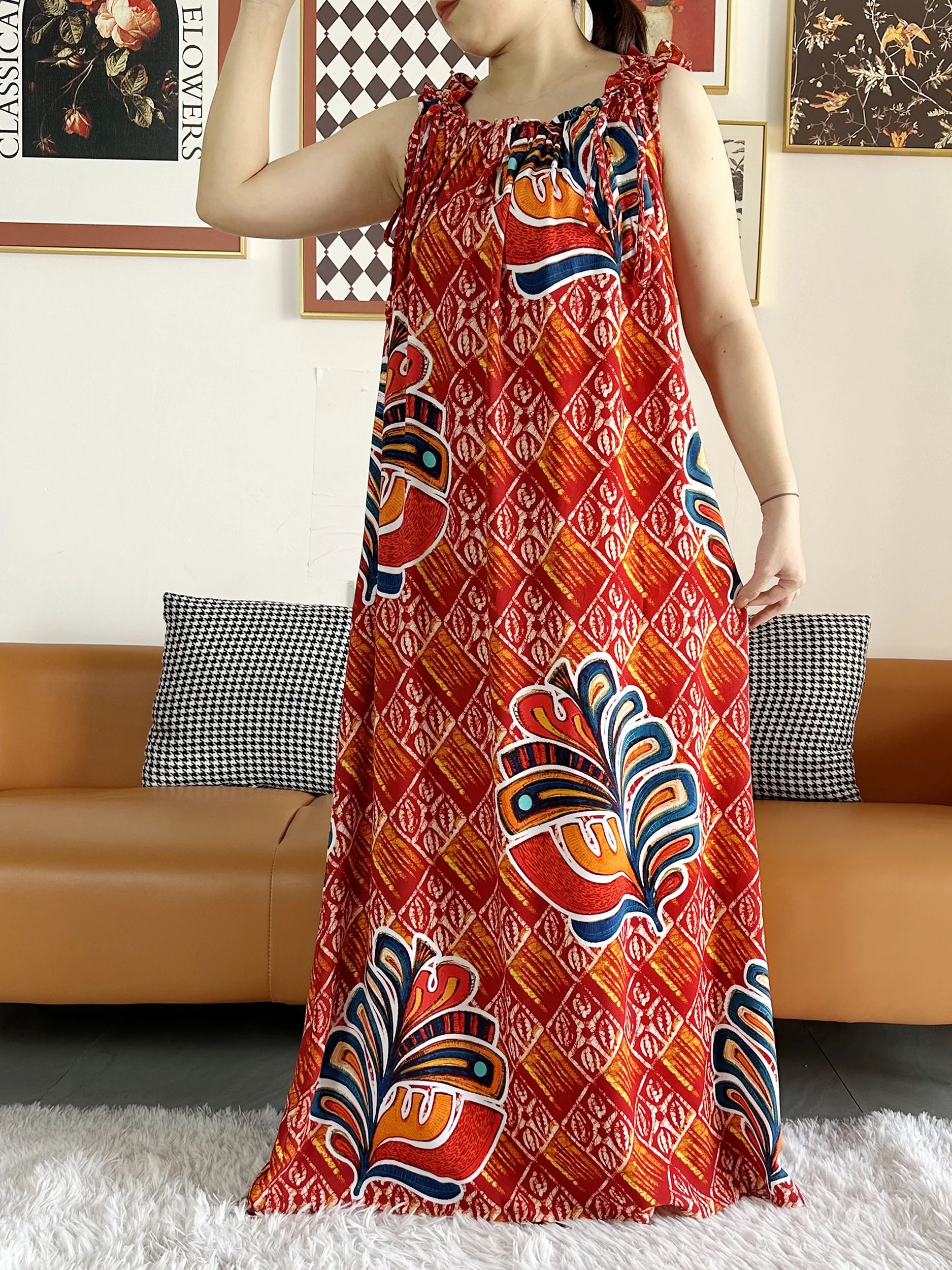 Robe d'été en fibre de coton avec écharpes pour femmes, sous-robe, Abaya Dashiki, Maxi Lady Robe, Kaftan, Robe éducative, 2024