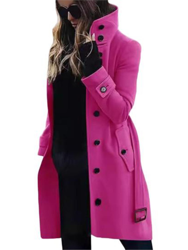 Nouveau manteau en laine pour femmes, vêtements d'extérieur, automne hiver, vestes chaudes pour femmes, simple boutonnage, col rabattu, vêtements longs pour femmes