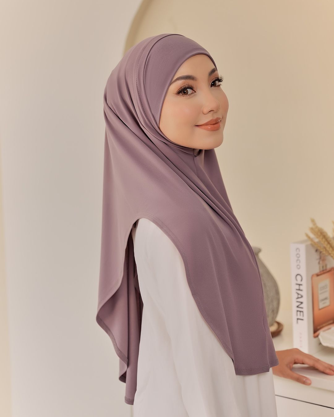 1 pièce Hijab instantané prêt-à-porter en mousseline double couche, couleur unie, Foulard Femme Musulmane, Châle, Bandana