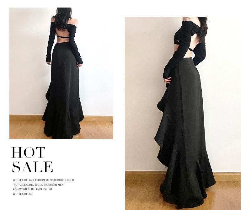 Jupes longues pour femmes, style gothique, asymétriques, fendues, Y2K, Harajuku, Vintage, Grunge