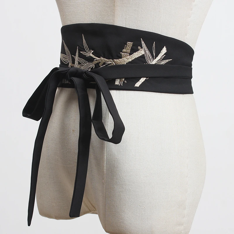 Corset large brodé de style vintage japonais pour femmes, ceinture de smoking, entrerobe, accories Haori Obi