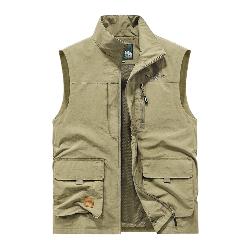 Gilets fins en maille pour hommes, vestes d'escalade sans manches, multi-poches, photographie de pêche, gilets respirants 6
