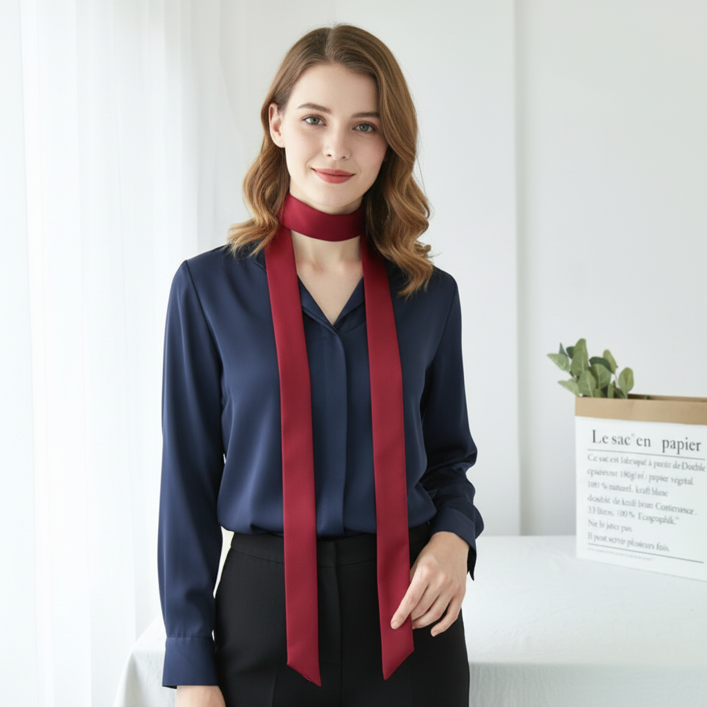 Écharpe longue délicate pour cheveux, bandeau uni, foulard de cou, accessoire en soie pour cheveux, chouchous de fête