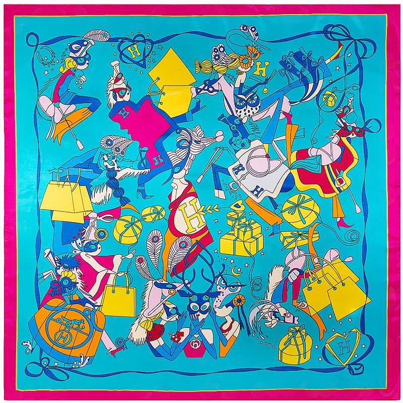 Élégant 90*90 cm printemps coloré imprimé petite écharpe carrée Foulard Hijabs pour les femmes