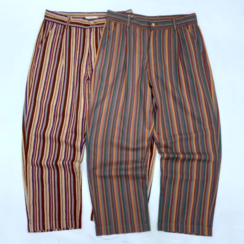 Nouveau pantalon décontracté pour homme, style britannique, coupe droite, entrejambe bas, rayures colorées, en pur coton, ample et large, collection automne
