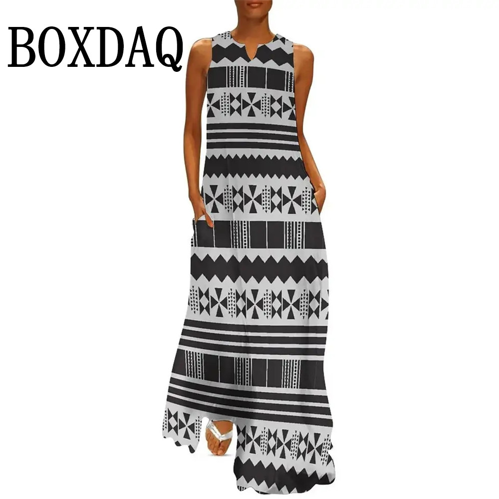 Robe Africaine Ethnique Imprimée en 3D pour Femme, Tenue de Rue Décontractée, Maxi, Vintage, Été