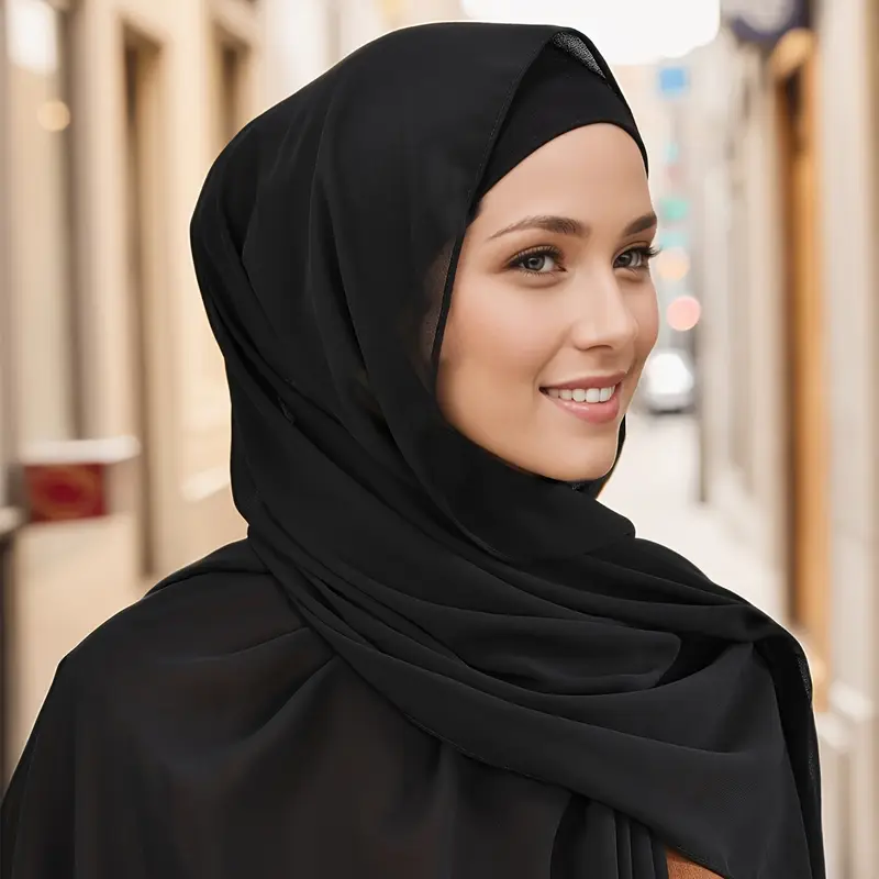 Ensemble de deux pièces, casquette intérieure Hijab en mousseline de soie à bulles séparées, châles et enveloppes islamiques, Bonnet Hijab, sous-écharpe, Foulard musulman