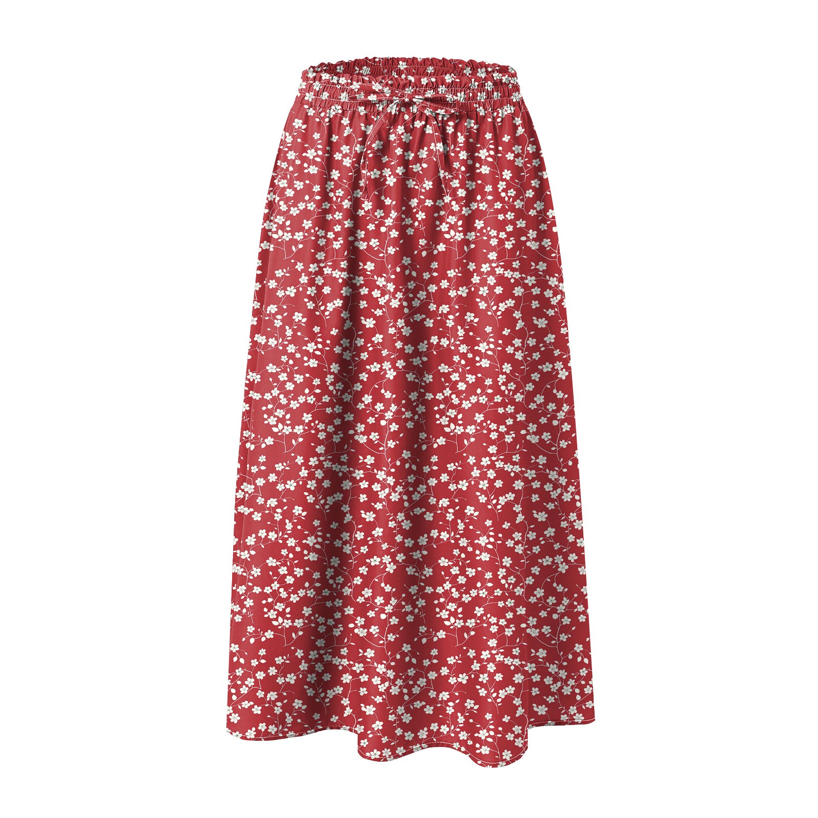 Jupe longue Maxi d'été pour femmes, Mini jupe plissée florale élégante, taille haute, ligne A sous le genou, jupes décontractées avec poches