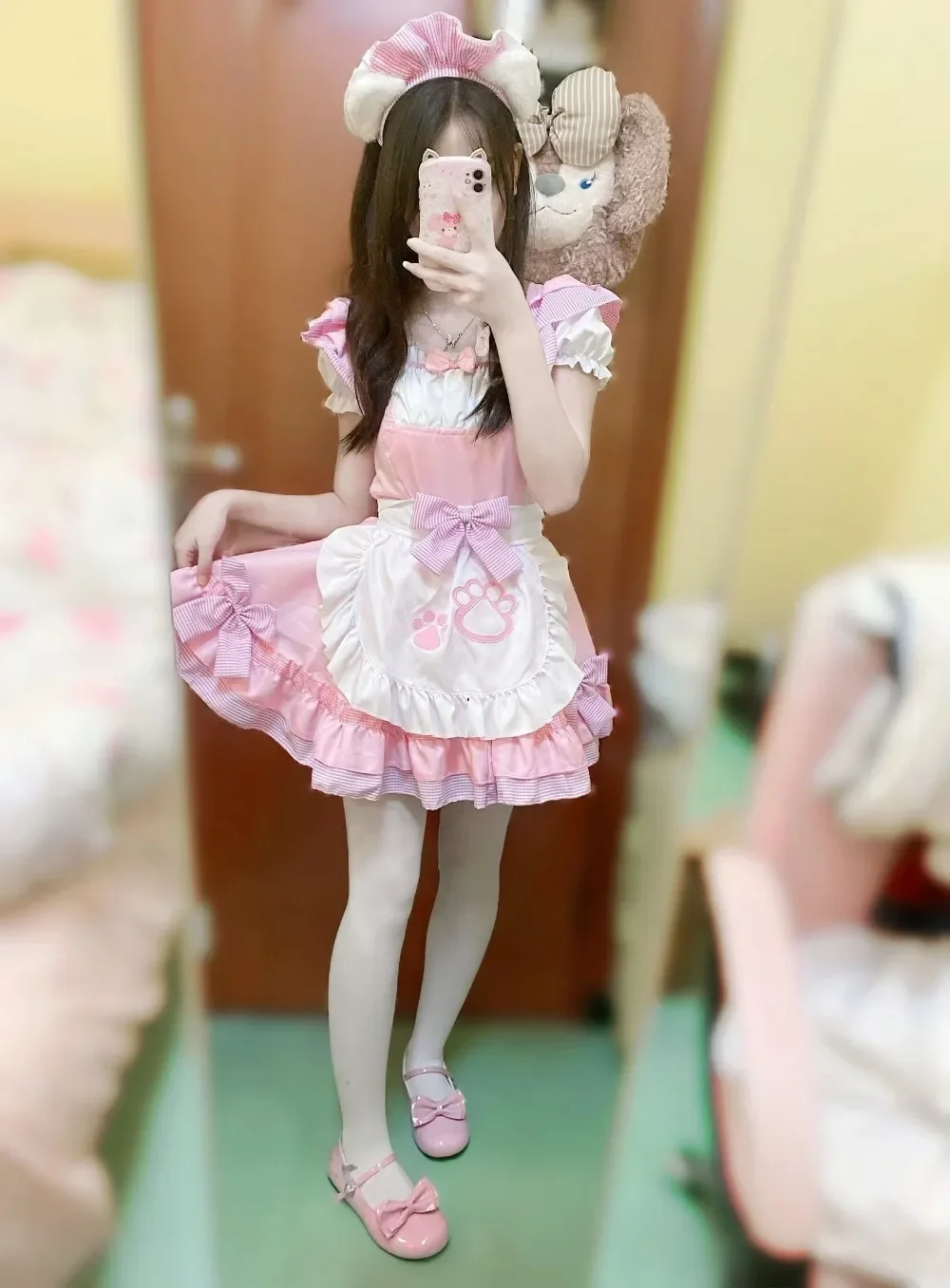 Nouveau Costume de Fille Chat pour Femme, Costume de Cosplay de Soubrette Japonaise Mignonne, Robe Lolita Chat Classique Rose, Noir et Blanc