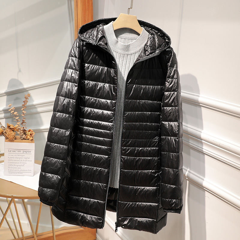 Manteau Long et chaud pour femme, avec sac de rangement Portable, doudoune légère, pardessus pour dames, longueur aux hanches, High Street