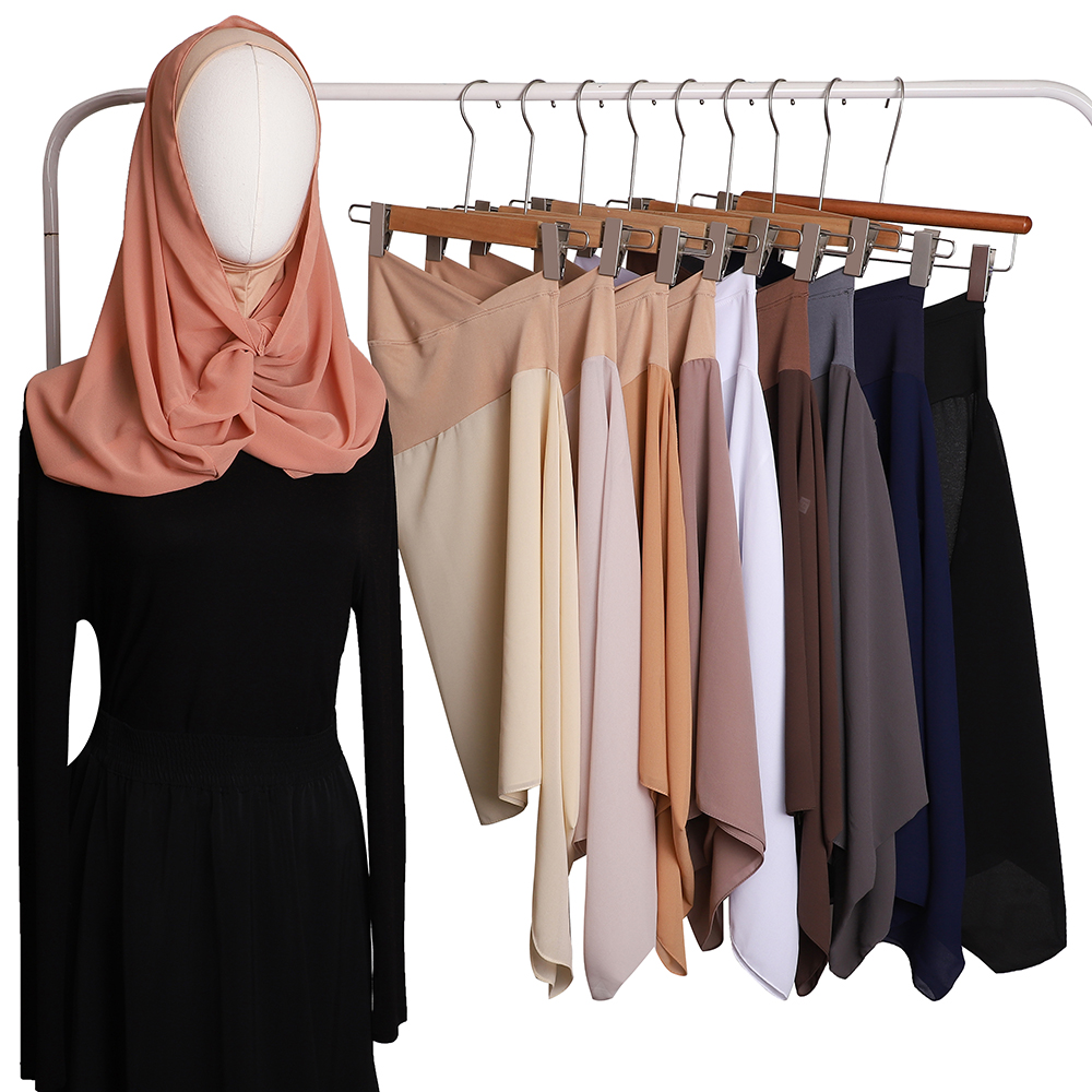Hijab en mousseline prêt-à-porter, foulard instantané, sous-bonnet musulman, écharpe confortable couvrant le cou, turban léger