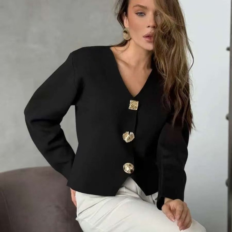Blouse Pull Femme Col V Manches Longues Tricot Confortable Chic Nouvelle Collection Polyvalente Élégante Distinctive