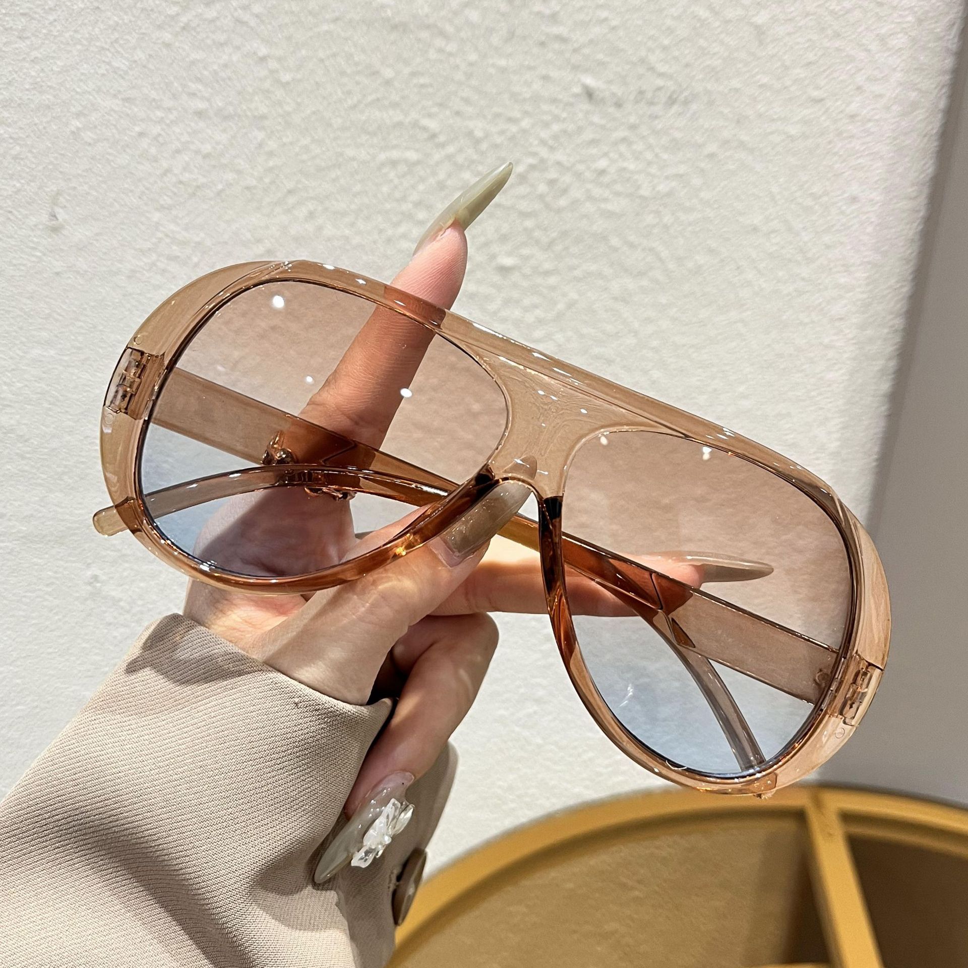 INS populaire surdimensionné pilote lunettes de soleil 2025 nouveau dans Vintage aviateur lunettes de soleil femmes à la mode marque de luxe Design extérieur nuances