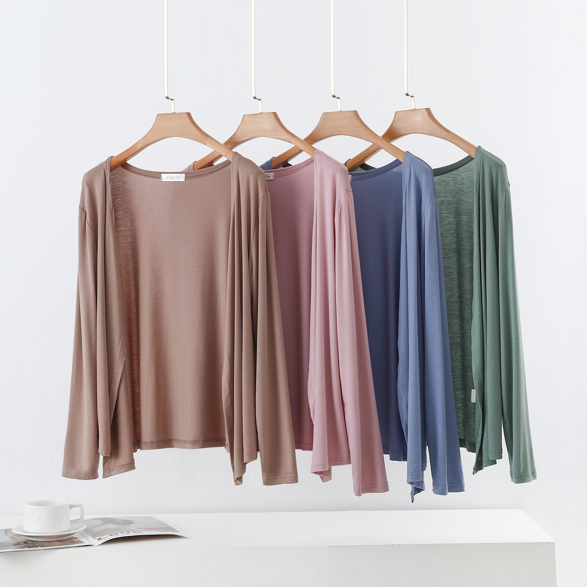 Cardigan Modal grande taille L à 6XL pour femme, chemise à manches longues, Protection solaire, ample, couverture climatisée, hauts ouverts sur le devant