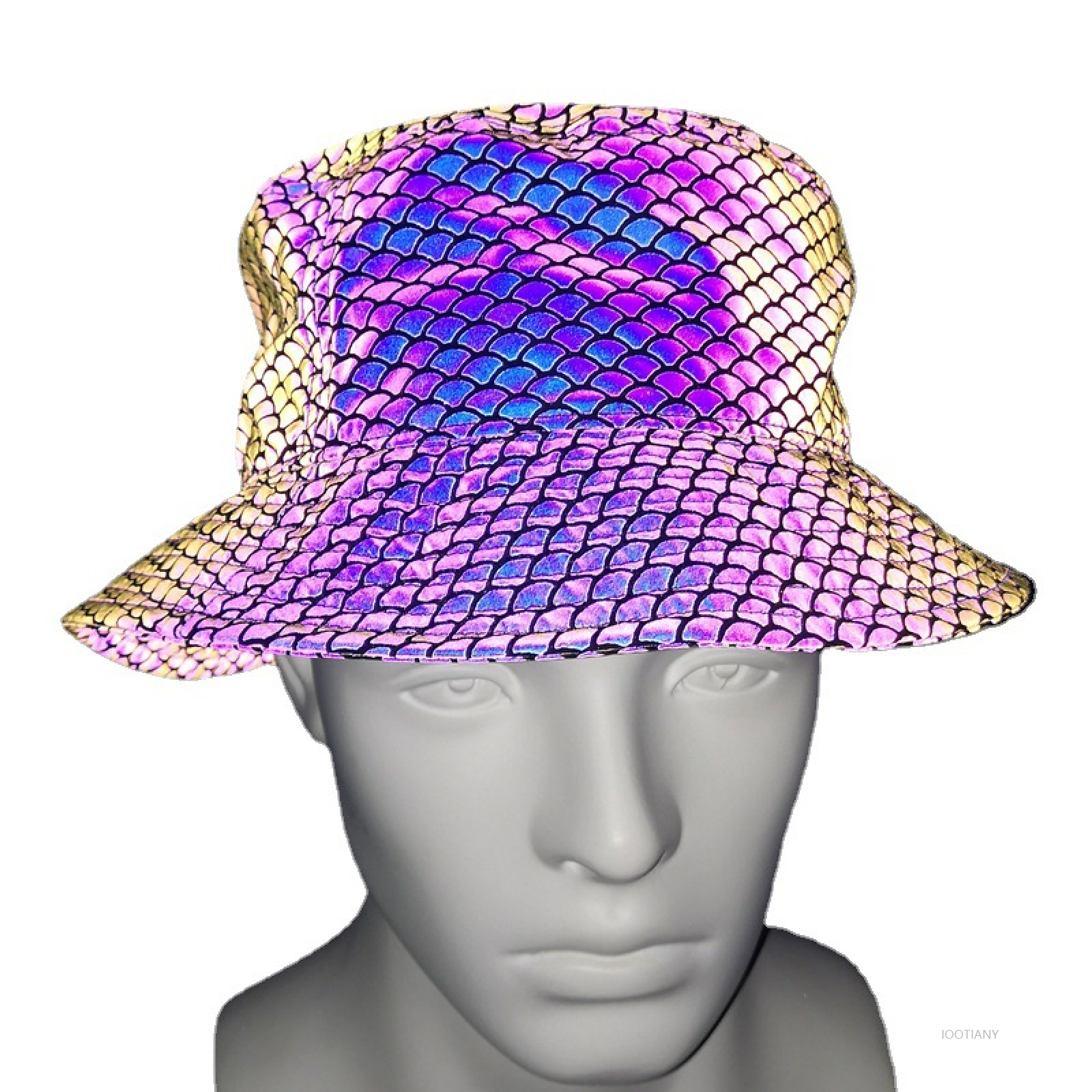 Chapeau de pêcheur réfléchissant coloré pour hommes et femmes, chapeau de soleil Hip-hop pour boîte de nuit, arc-en-ciel, chapeau de Cosplay d'halloween, coiffure de carnaval