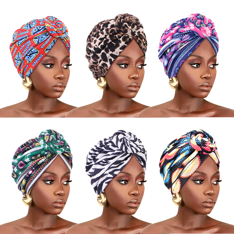 Nouveau imprimé africain plissé Turban Floral bonnet noeud fleur inde tête enveloppement élégant femmes chimio casquette Bandana chapeaux couvre-chef