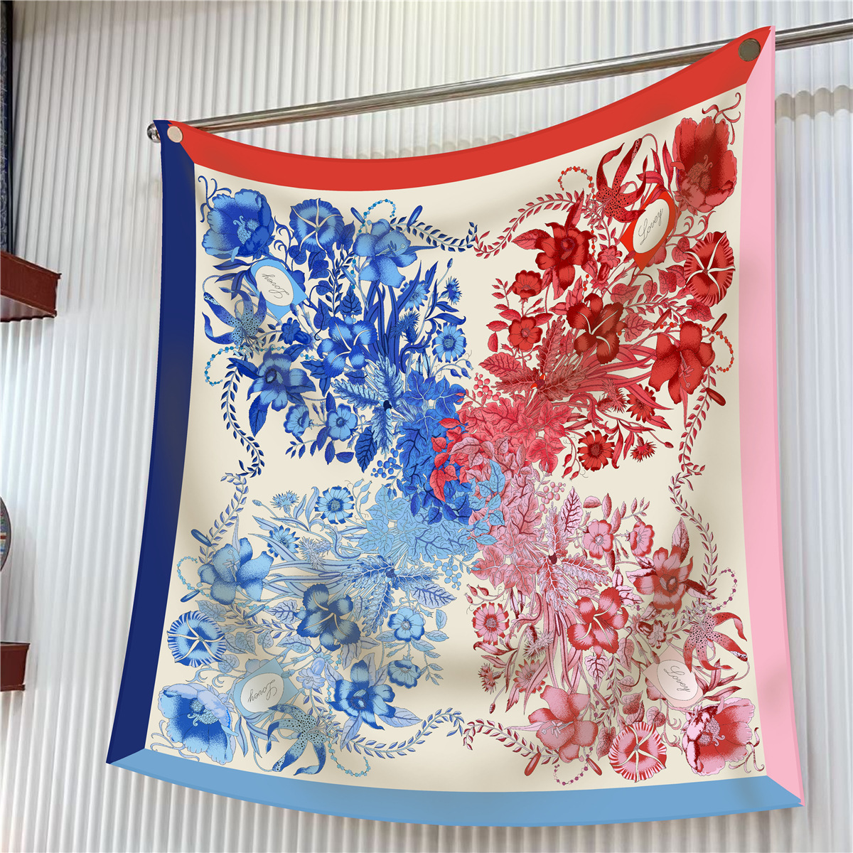 Foulard en soie sergé châle de luxe plante et fleur correspondant imprimé Foulard carré femmes Hijabs Bandana Foulard foulard foulards de tête