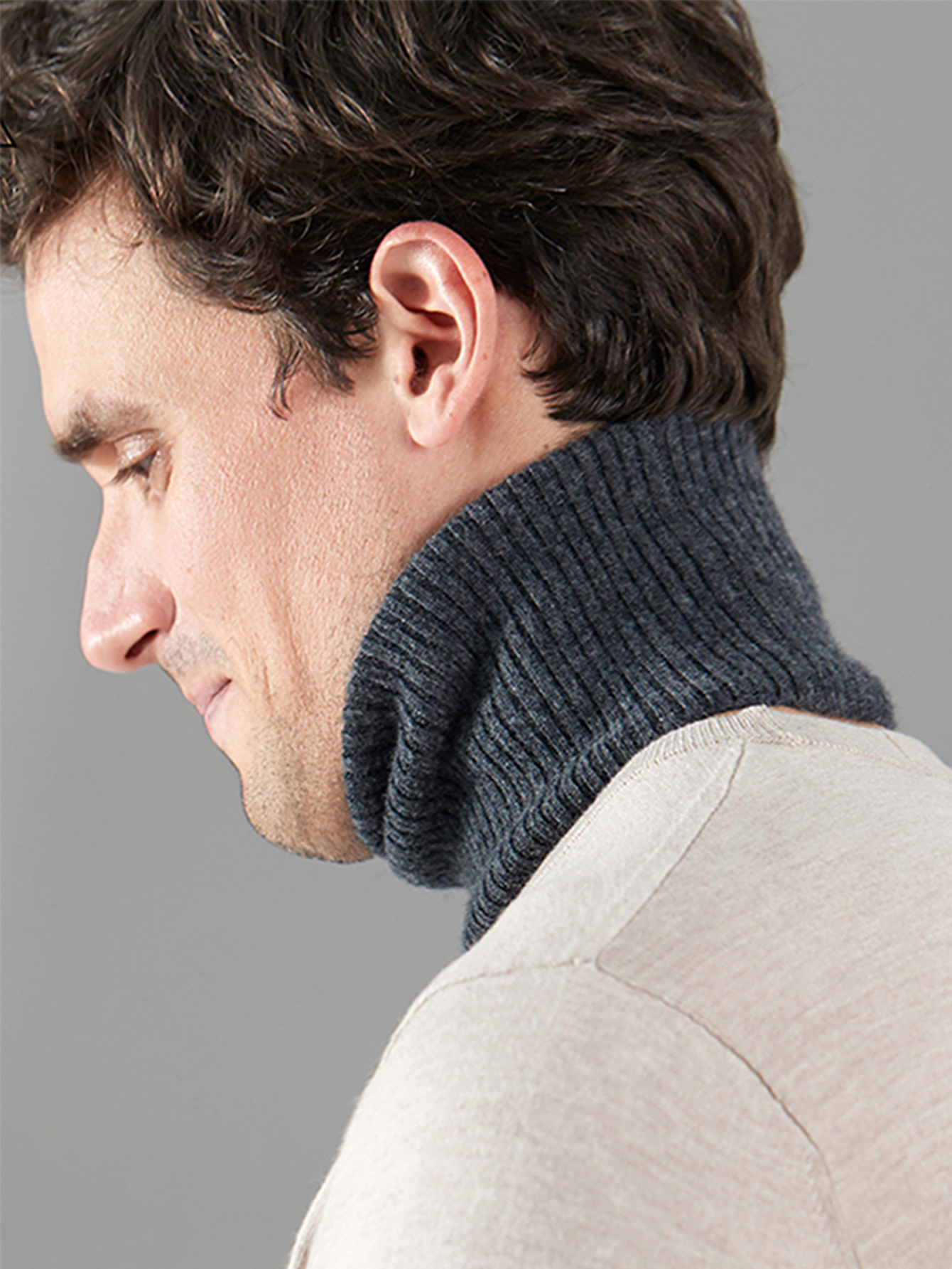 Hommes cachemire tricoté anneau écharpe hiver doux chaud laine col roulé faux col confort boucle foulards tout Match cou plus chaud