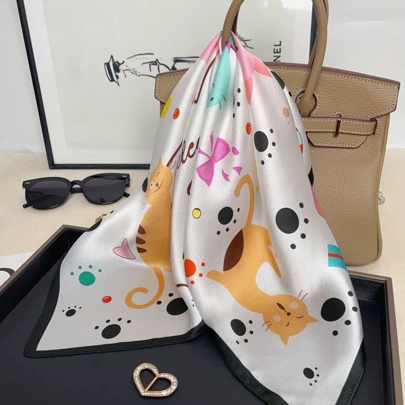 Écharpe 100% soie naturelle, foulard imprimé pour femme, châle de marque, bandana, poncho, foulard carré, écharpe à nouer, hijab, 53 cm
