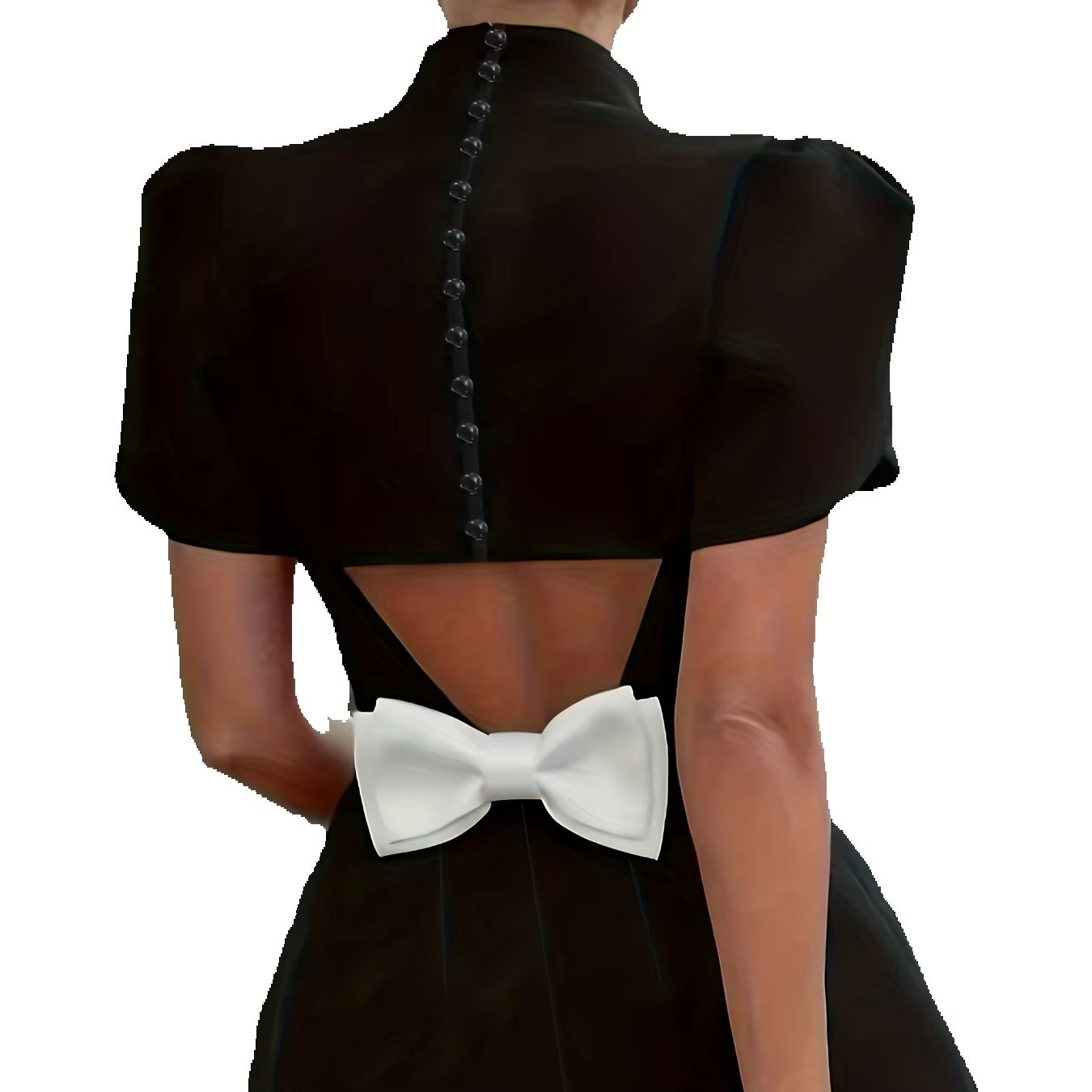 Robe d'été décontractée et élégante pour femme, style ajouré avec nœud, col rond, boutonnée, mi-longue