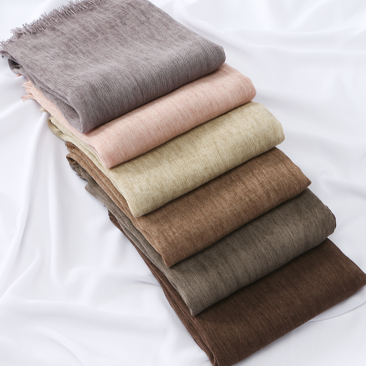 Foulard Hijab Musulman en Modal et Rayonne Froissée pour Femme, Couleur Unie, Bandeau Respirant, Turban, Ramanda 180*65cm