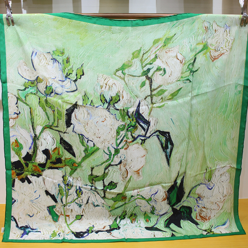 Écharpe carrée de mûrier pour femme, bord enroulé à la main, châle naturel, foulard, accessoires de tenue de soirée, 110cm, 100%