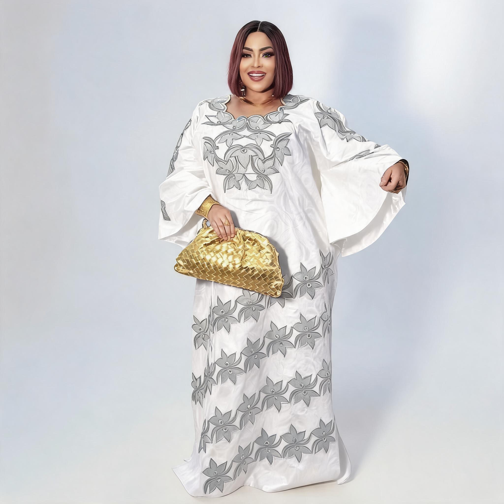 Robe africaine pour femmes, abaya brodée, grande taille, élégante, pour fêtes et cérémonies