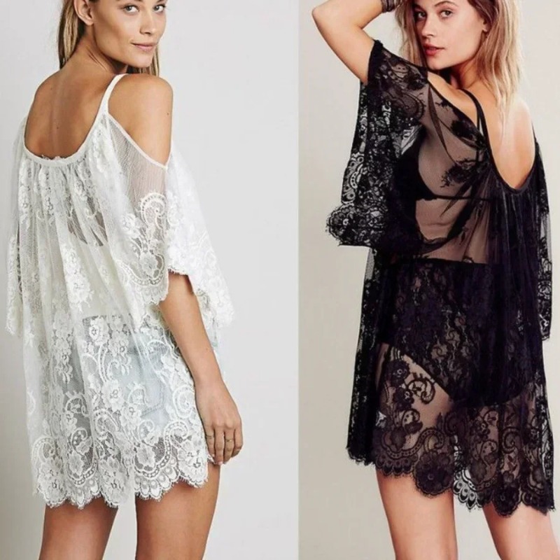 Robe de plage sexy en dentelle crochetée pour femme, tenue de bain décontractée, style bohème chic, idéale pour les vacances, tendance et à la mode