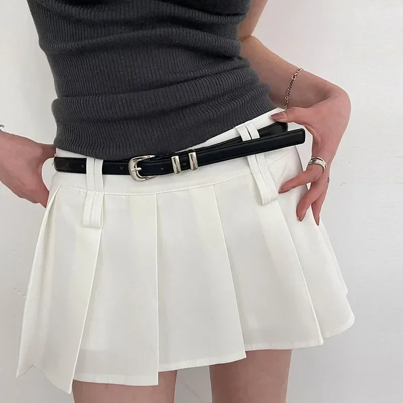 Ceintures à la mode pour femmes, noires, simples et fines, en PU, pour pantalons, jupes, polyvalentes, décontractées pour étudiants