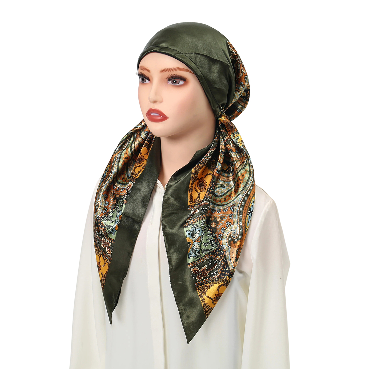 Nouveau Foulard en Satin Paisley 2026 pour Femme Musulmane, Turban Chimiothérapie, Couvre-chef pour Perte de Cheveux, Bandana