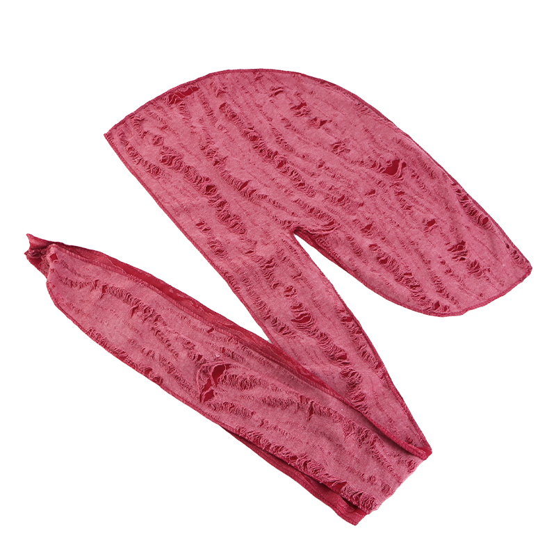 Durag longue queue coton ruban Pirate chapeau écharpe rétro trou cassé Durag chimio casquettes Turban bandeau pour cheveux Bandanas bandeau