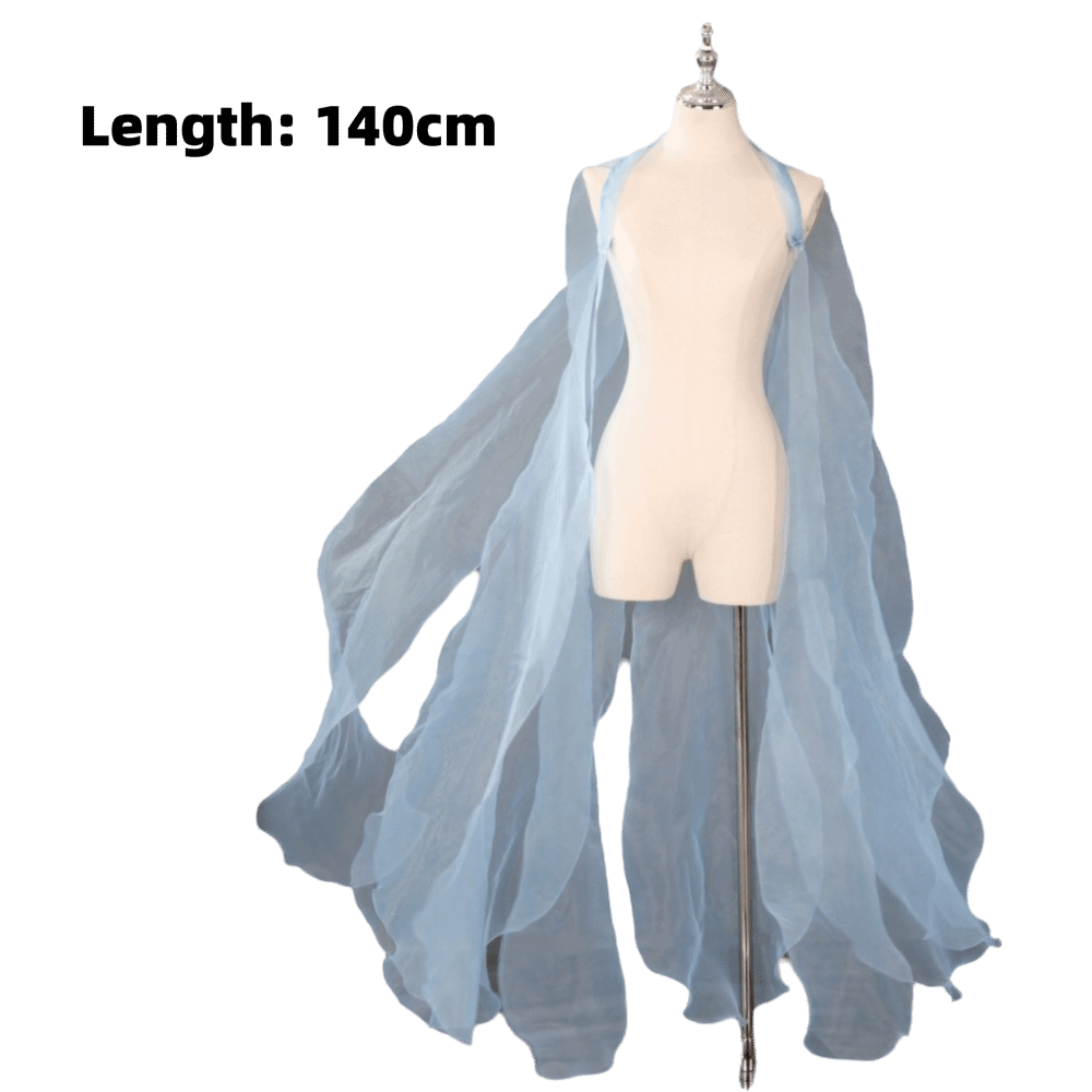 Cape en organza de style ancien avec bretelles, châle long de style chinois pour fête, tenue de danse féerique, costume de danse, cape fluide