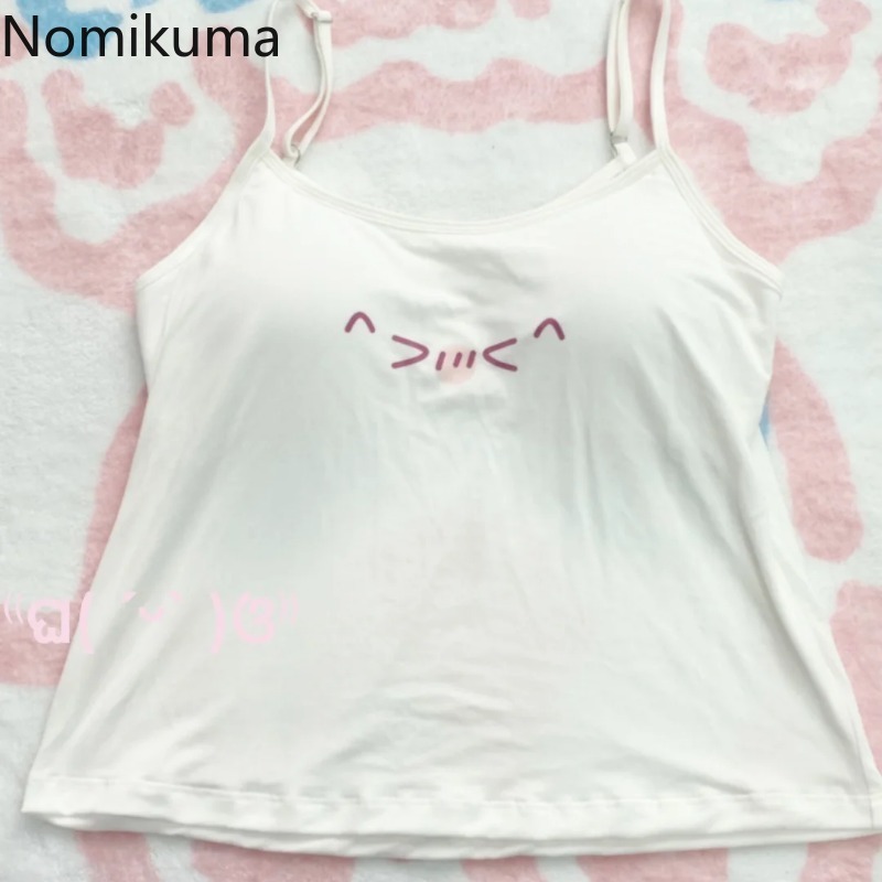 Haut court en coton imprimé dessin animé, gilet sans manches pour femmes, vêtements d'été à la mode, mignon coréen Y2k, débardeurs 2025 Ropa Mujer 49B692