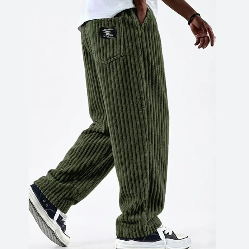 Pantalons décontractés pour hommes, pantalons en velours côtelé, coupe ample, vintage, pantalons baggy, pantalons de survêtement droits, taille élastique, cordon de serrage, streetwear de plein air