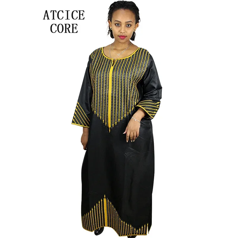 Robe longue africaine sans écharpe, design de mode, broderie Bazin, nouveau