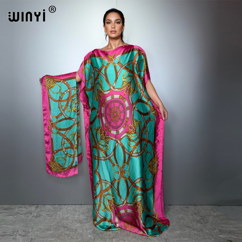 Robe rétro musulmane africaine WINYI pour femme, abaya de luxe de Dubaï, robe de soirée kaftan, robe maxi élégante, vêtements de plage