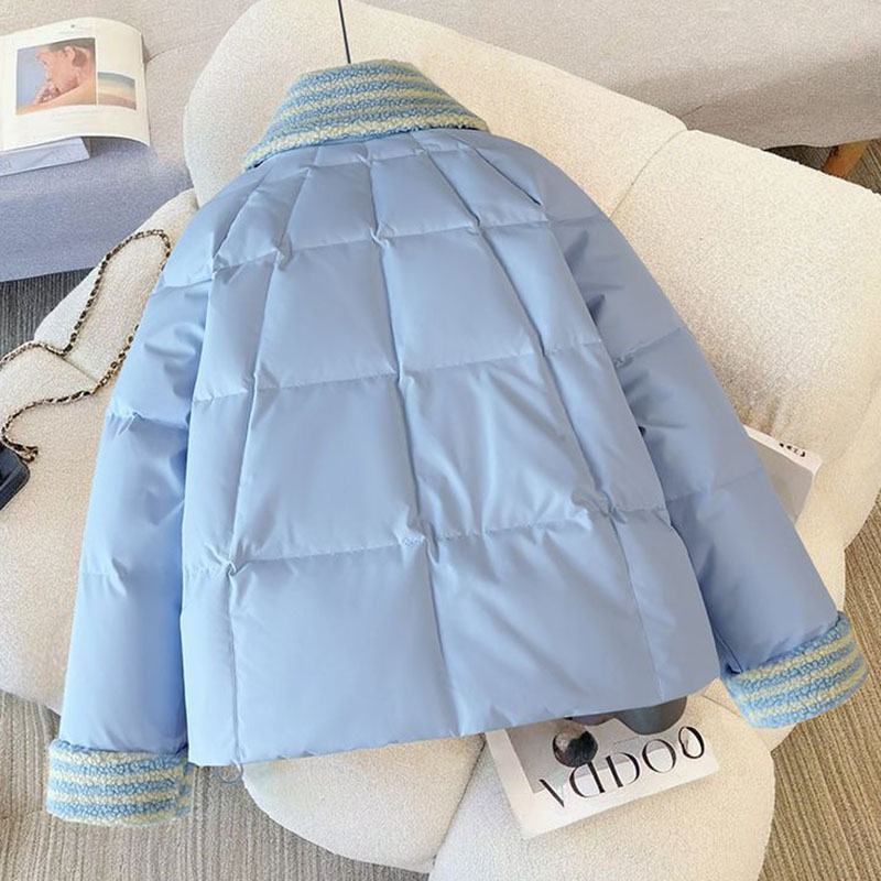Veste Parkas à col à revers pour Femme, manteau court rembourré en coton, à la mode, manches longues, vêtements d'extérieur bouffants, automne hiver