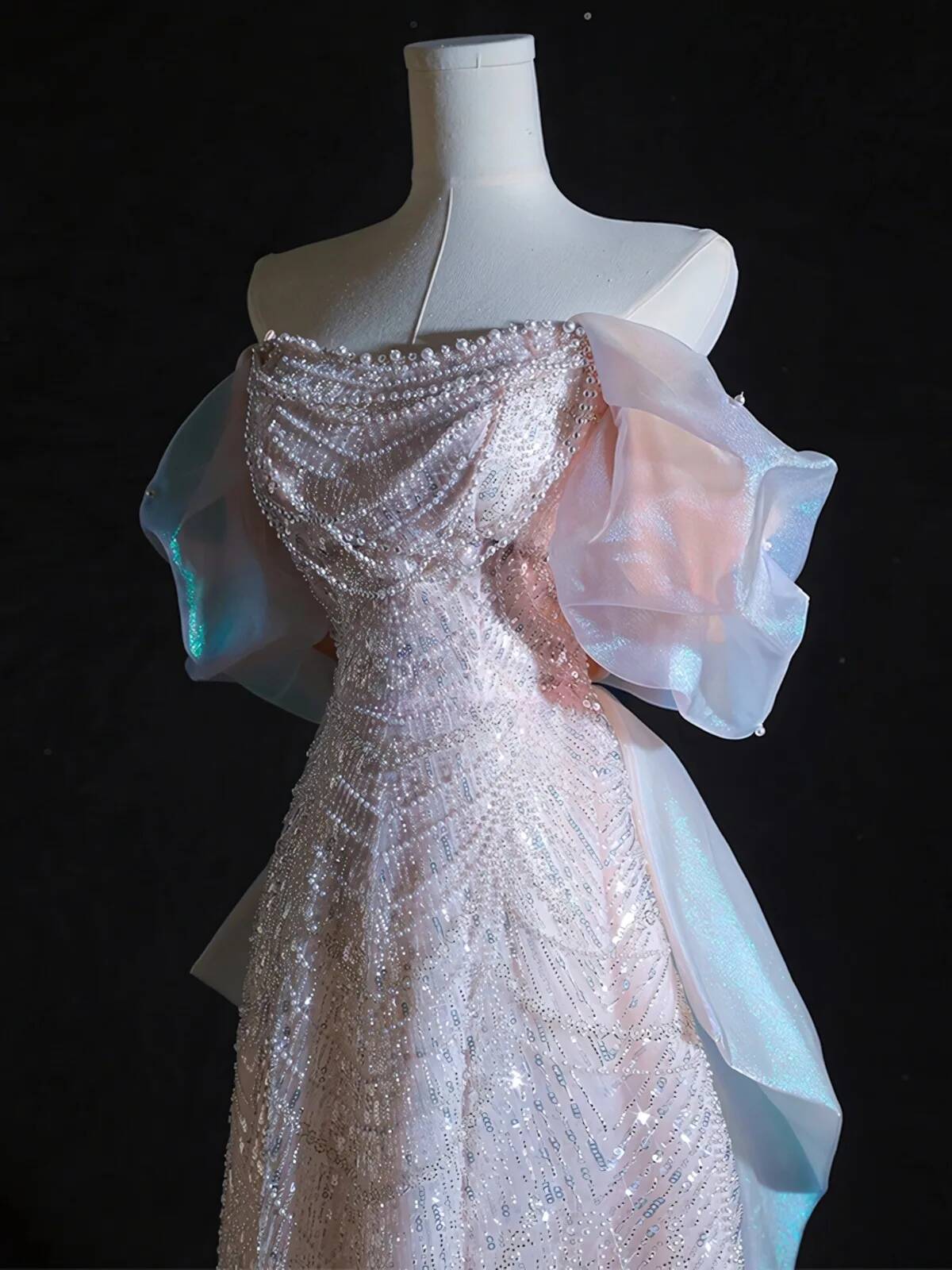 Robe de soirée style français, nouveau modèle 2026, robe sirène à sequins épaules dénudées pour accueillir les invités, robe de mariée décontractée