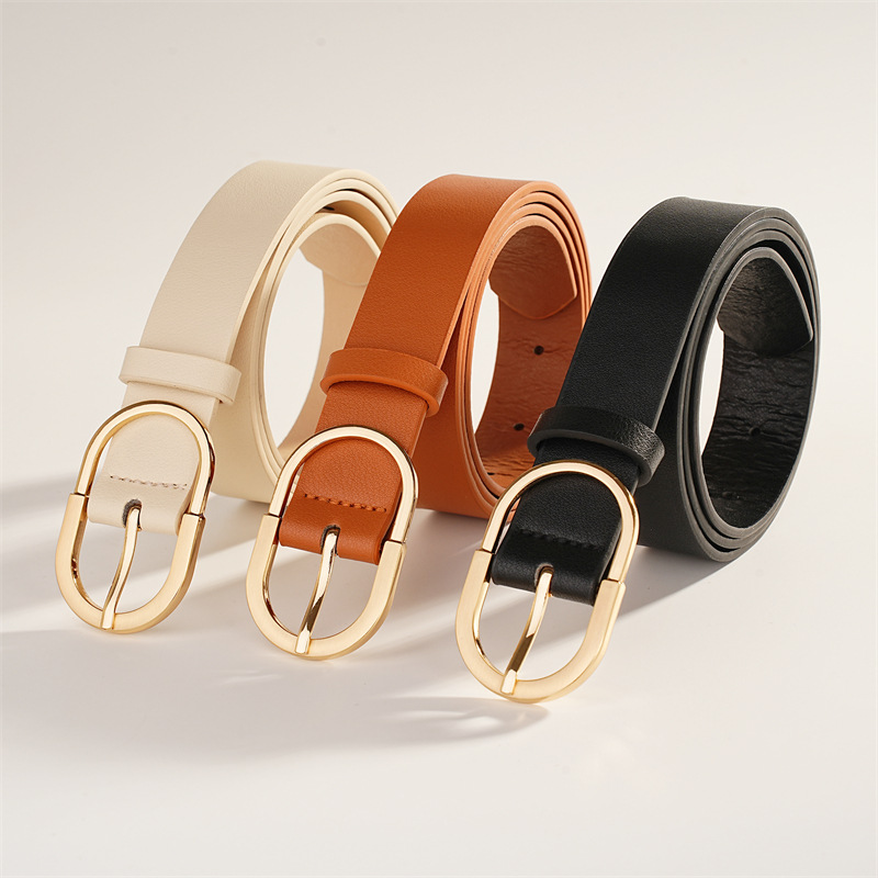 Ceinture rétro pour femmes, ceinture en cuir PU de haute qualité, noire, kaki, avec boucle, tendance populaire, pour pantalons et jeans